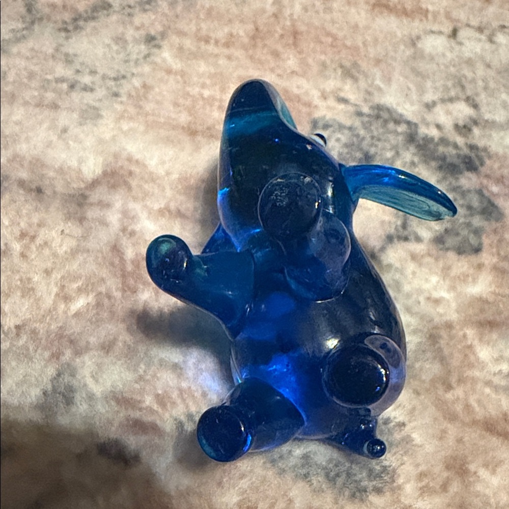 Blue Glass Elephant Figurines with Floral Accents - Picture 5 of 14